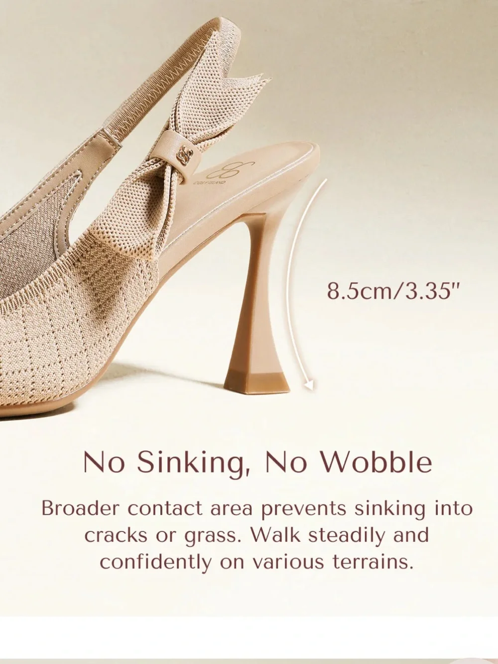 Cosy Island EverLush Bowknot Pointed Toe Heeled Slingback Nude Size 6